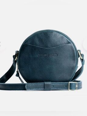 Portland Leather Large Circle Crossbody- Lagoon